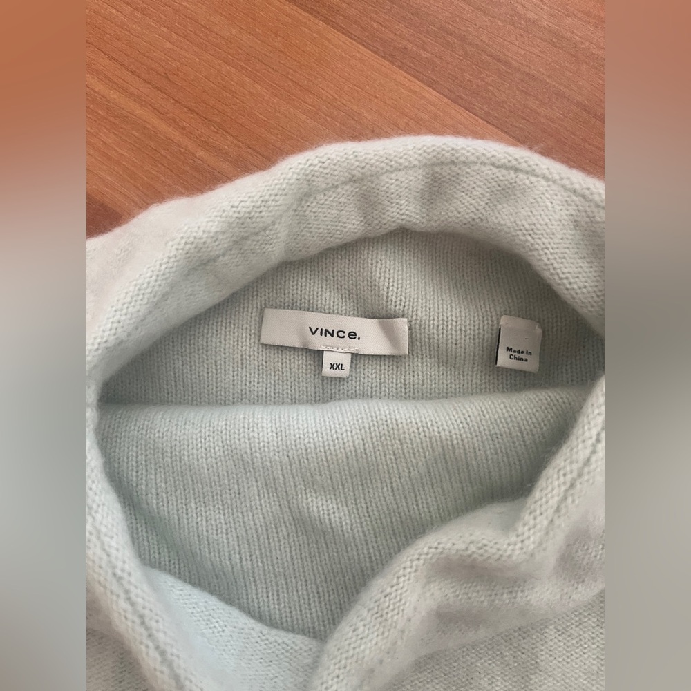 VINCE cashmere funnel neck sweater in mint - Picture 5 of 6